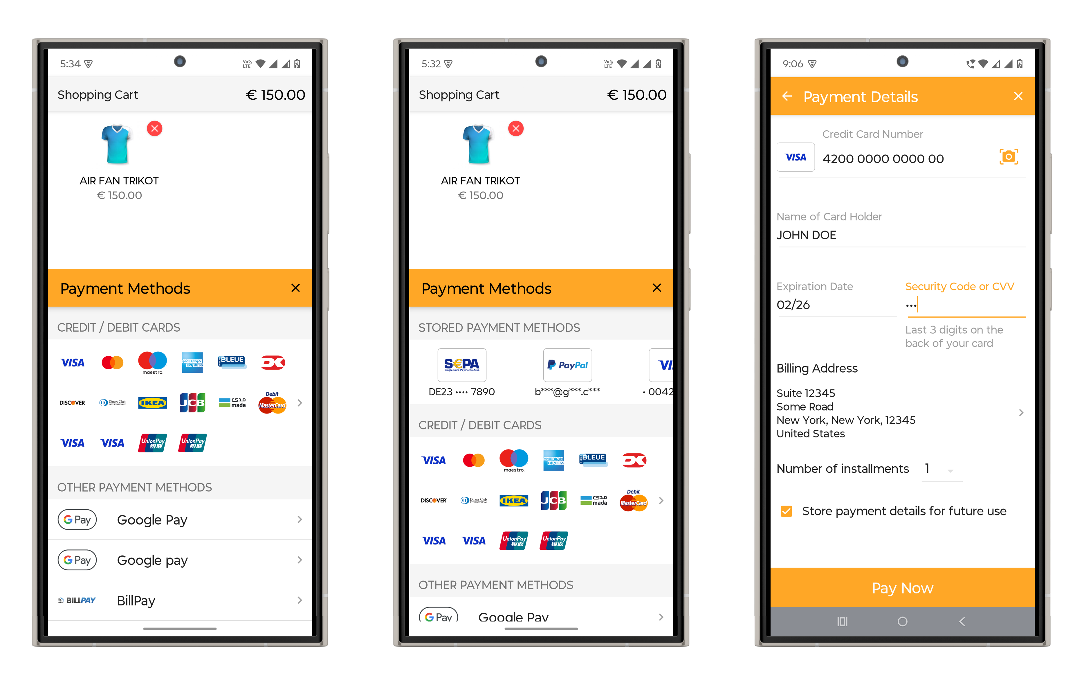 Android Prebuilt Checkout Screens